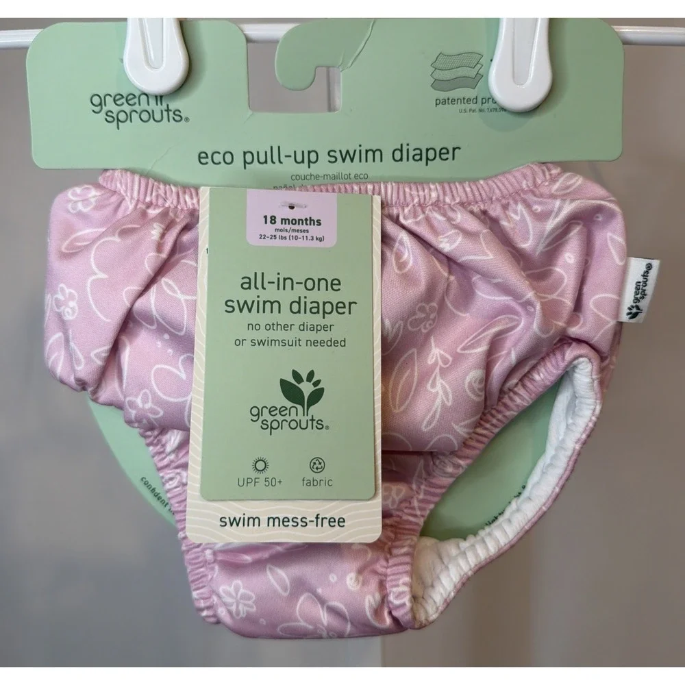 Green Sprouts I Play Reusable Swimming Diaper Size 18 Months Pink NEW